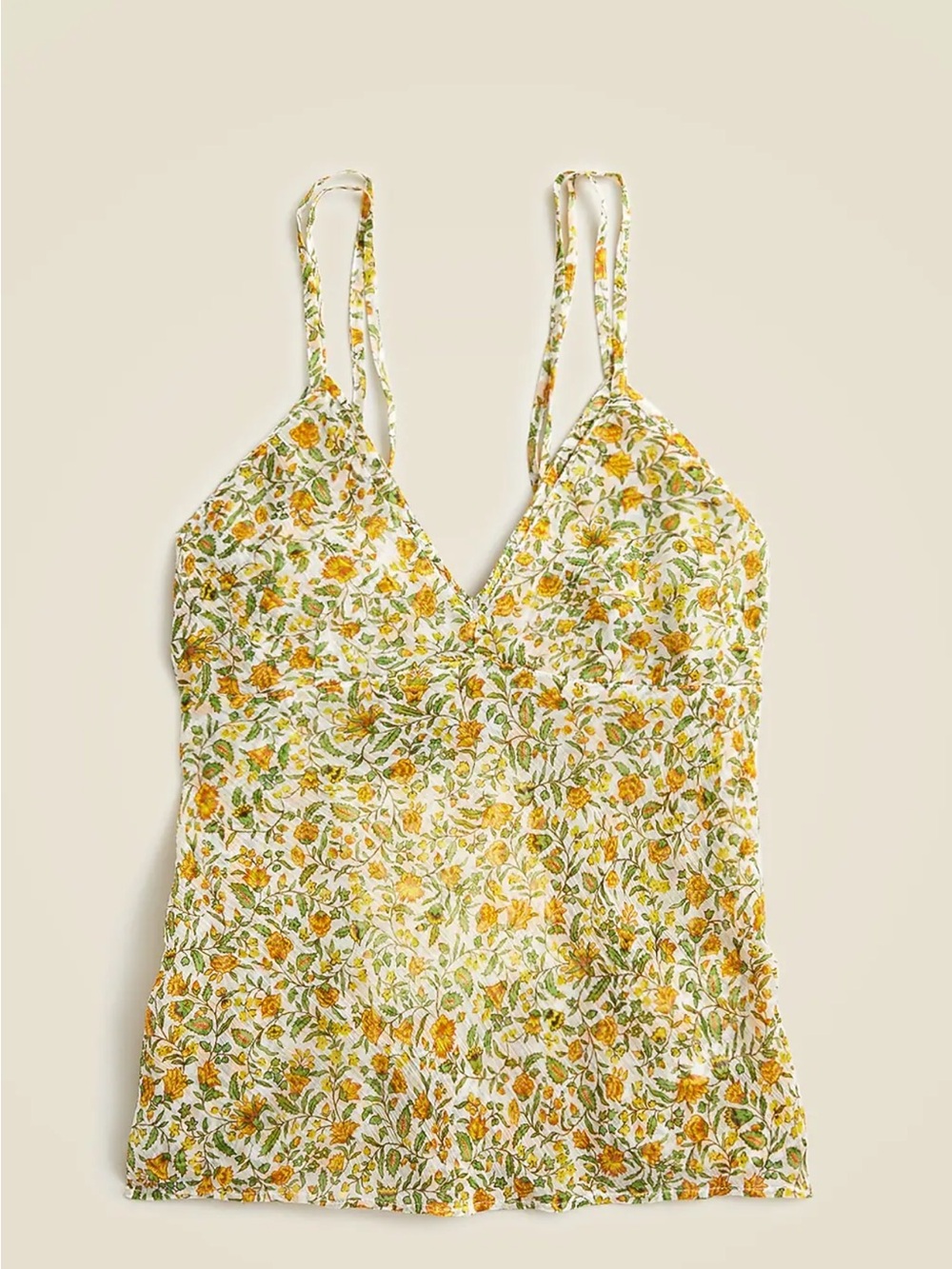 J. Crew Yellow Floral V-Neck Camisole